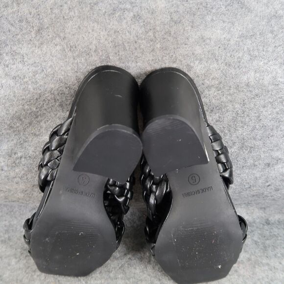 Anne Klein Shoes Womens 5 Sandal Mule Slide Pump Woven Straps Block Heel Black - Picture 12 of 16